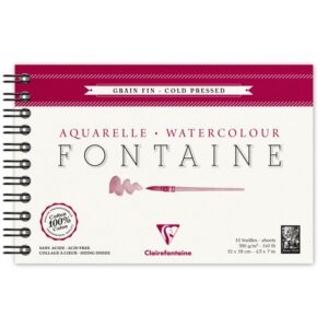 Альбом(спіраль) д/акварелі 300г др.зерно 100% бав..Wbndalbum ColdPress Fontaine Clairefontaine 12арк.12х18