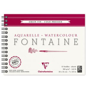 *Альбом(спіраль) д/акварелі 300г др.зерно 100% бав..Wbndalbum ColdPress Fontaine Clairefontaine 12арк.18х24