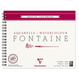 *Альбом(спіраль) д/акварелі 300г др.зерно 100% бав..Wbndalbum ColdPress Fontaine Clairefontaine 12арк.24х30