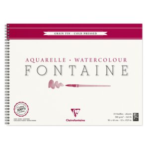 *Альбом(спіраль) д/акварелі 300г др.зерно 100% бав..Wbndalbum ColdPress Fontaine Clairefontaine 12арк.30х40
