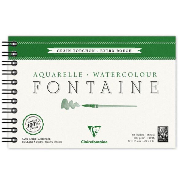 Альбом(спіраль) д/акварелі 300г торшон 100% бав..Wbndalbum Fontaine Clairefontaine 12арк.12х18