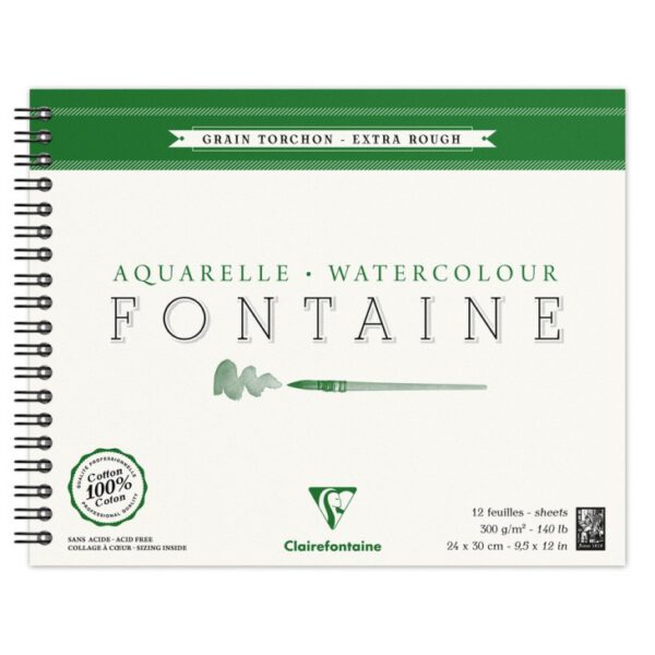 *Альбом(спіраль) д/акварелі 300г торшон 100% бав..Wbndalbum Fontaine Clairefontaine 12арк.24х30