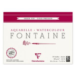 *Склейка д/акварелі 300г др.зерно 100%бав.Watercolpad Clairefontaine 25арк.18х24
