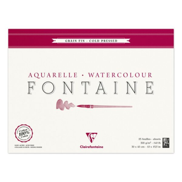 *Склейка д/акварелі 300г др.зерно 100%бав.Watercolpad Clairefontaine 25арк.30х40