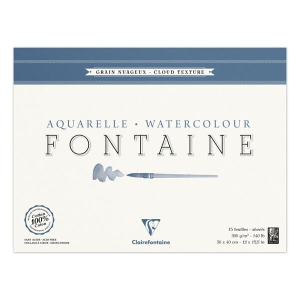 *Склейка д/акварелі 300г сер.зерно 100%бав.Watercolpad Clairefontaine 15арк.30х40