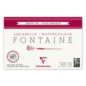 *Склейка д/акварелі 300г др.зерно 100%бав.Watercolpad Clairefontaine 25арк.10х15