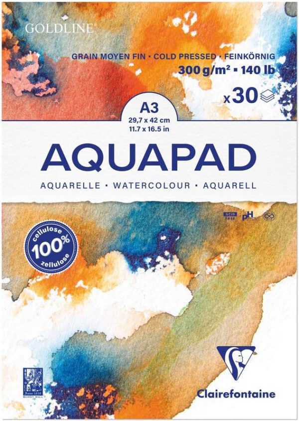 *Склейка д/акварелі 300г MFзерно цел.Aqua Clairefontaine 30арк.А3