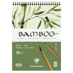 *Альбом(спіраль) д/акварелі 250г др.зерно бамбук 100% Bamboo Clairefontaine 15арк.26х36см