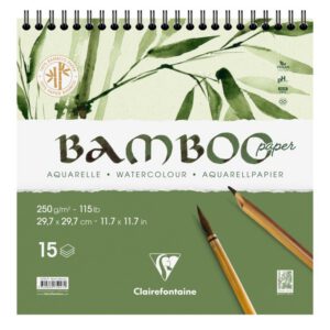 *Альбом(спіраль) д/акварелі 250г др.зерно бамбук 100% Bamboo Clairefontaine 15арк.29,7х29,7см