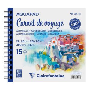Альбом(спіраль) д/акварелі 300г др.зерно 100% цел..Watercol Wb Clairefontaine 15арк.19х20