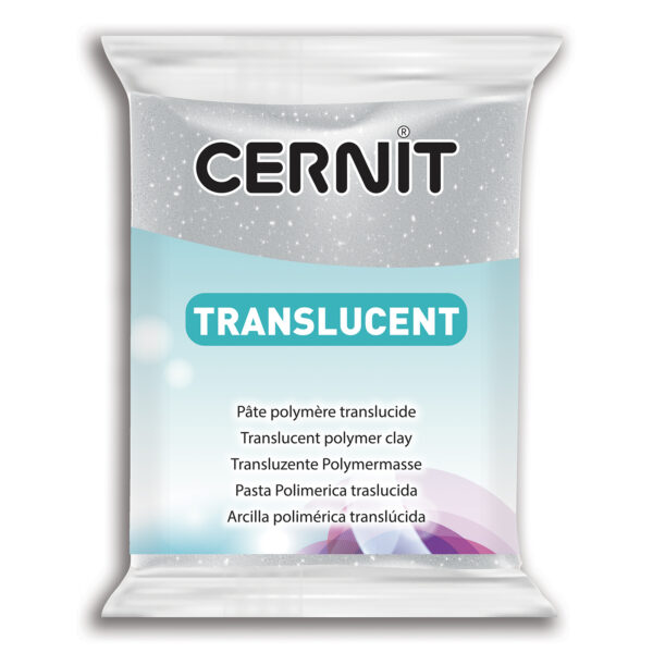 Полімерний моделін "CERNIT-TRANSLUCENT" 56гр прозорий с глиттером СРІБНИЙ