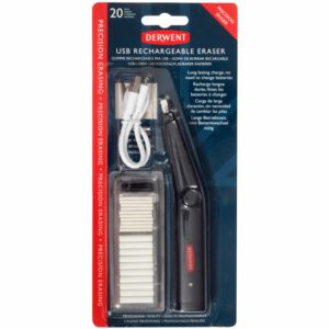*Гумка електрична з підзарядк. від USB Derwent ( гумки d5мм 10шт.+гумки d2,4мм 10шт+ шнур підзарядн)
