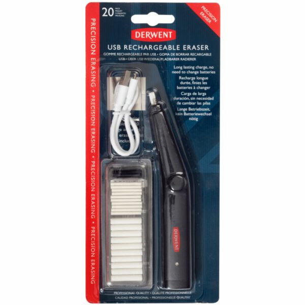 *Гумка електрична з підзарядк. від USB Derwent ( гумки d5мм 10шт.+гумки d2,4мм 10шт+ шнур підзарядн)