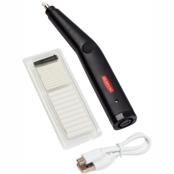 *Гумка електрична з підзарядк. від USB Derwent ( гумки d5мм 10шт.+гумки d2,4мм 10шт+ шнур підзарядн) - Image 2