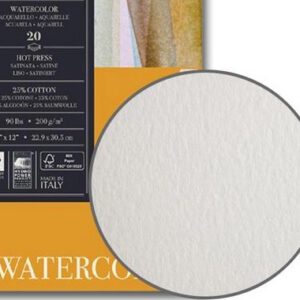 RR Папір д/акварелі 200г дрібне зерно 25%бавов.+75%цеарк.Watercolour Fabriano 22,9х30,5см А4