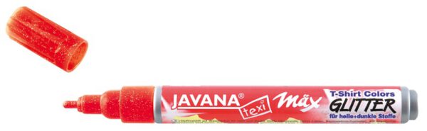 Маркер д/світл.та темн.тканин.(прання 40*) JavanaTex Kreul 2-4мм Glitter ЧЕРВОНИЙ