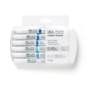 !Нет скидок Набір маркерів на спирт.осн.Pigment Marker 6шт. БЛАКИТНІ ВІДТІНКИ