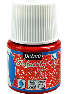 Фарба по світл. тканинах, не розтікається "Setacolor Glitter" Pebeo 45мл РУБІН