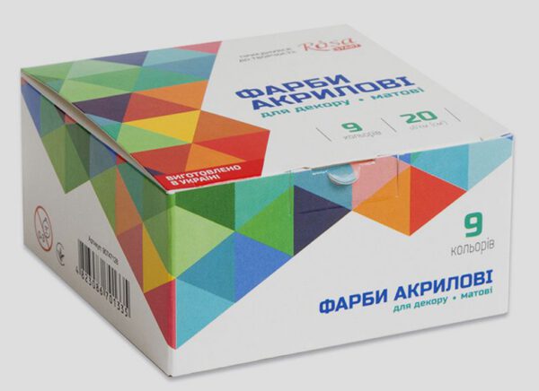 *Набір фарб акрилов.матов.Start Rosa в баночках в картон.кор.9х20мл