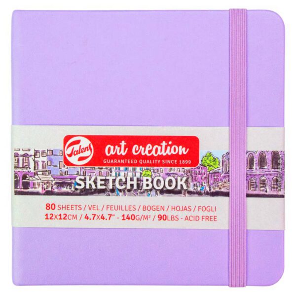 Альбом д/графіки 140гр книжк.форм.обкл.тверд.пастельно-філетова Art Creation"Talens 80арк.12х12см