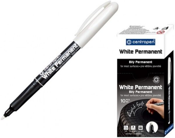 Маркер перм.покривний на водн.осн.кругл.наконечн.Permanent White 8586 Centropen 1,2мм БІЛИЙ