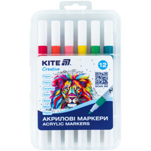 Набір маркерів акрил.на водн.осн,кругл наконечн.Creative Kite 12кол.у пласт.упак