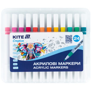 Набір маркерів акрил.на водн.осн,кругл наконечн.Creative Kite 24кол.у пласт.упак