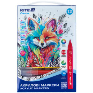 Набір маркерів акрил.на водн.осн,пензличн.наконечн.Creative Kite 12кол.у пласт.упак