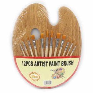 Набір для малювання "Artist palette" JO(пензлі із синтет.12шт.+палітра дерев.овальна 24х29см)